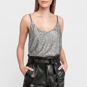 Silver Sequin Tank, spaghetti strap
